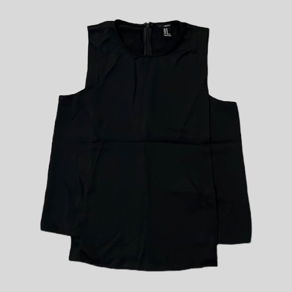NWOT Dressy Black Tank Blouse Size Medium Hidden Zipper Back of Neck